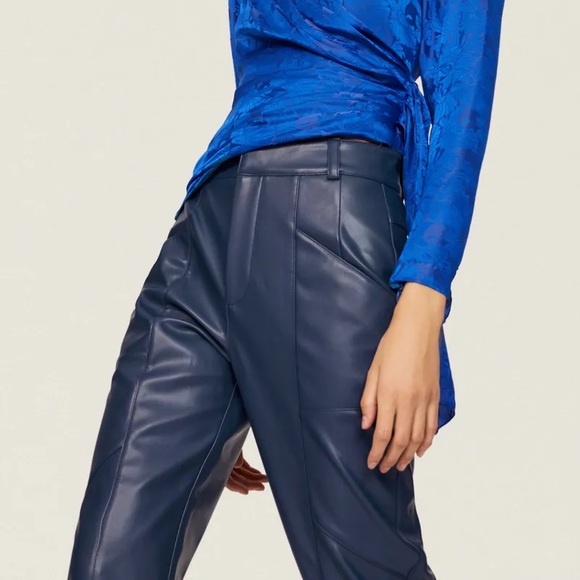 Ronny Kobo blue faux leather pants size 4 - Picture 5 of 6
